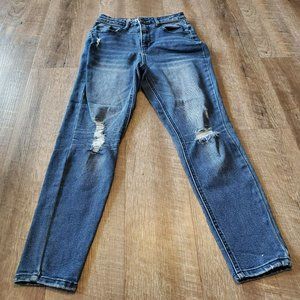 Vanilla Star Denim/Jeans Size W29/9 Dark Distressed Real Cheeky Has Stretch Rips